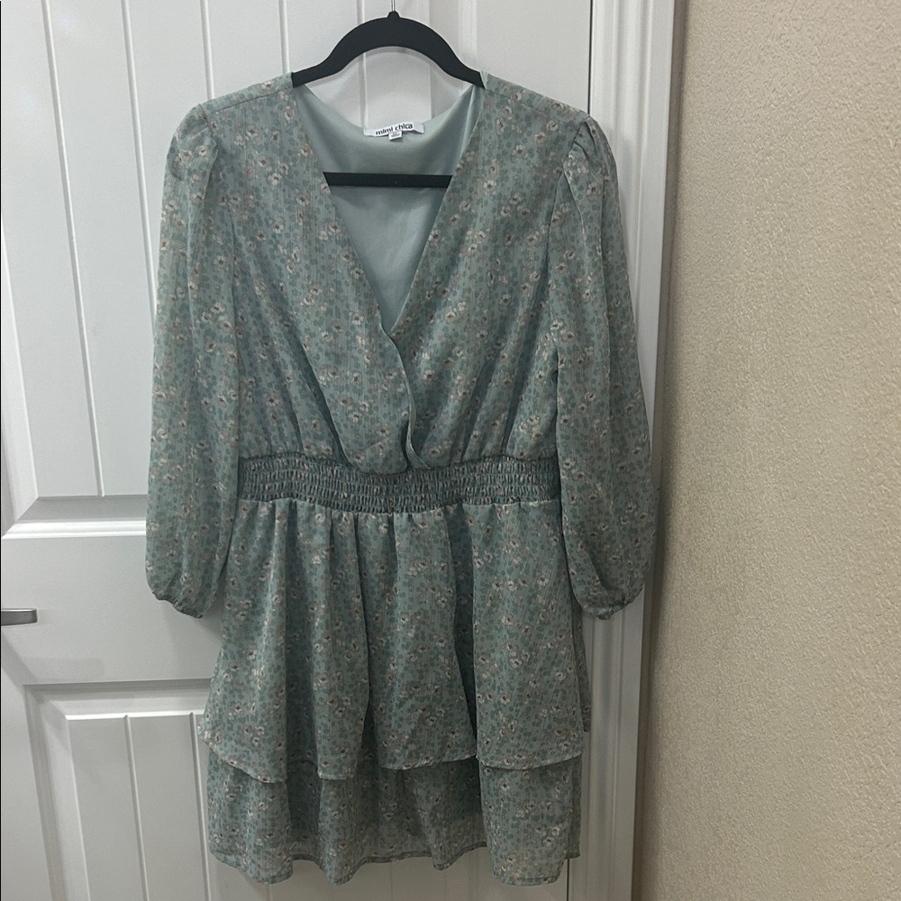 Mimi Chica Light Green Floral Dress